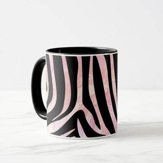 Zebra Black und Pink Print Tasse (Vorderseite Links)
