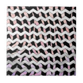Zebra Black und Pink Zickzack Fliese (Vorderseite)