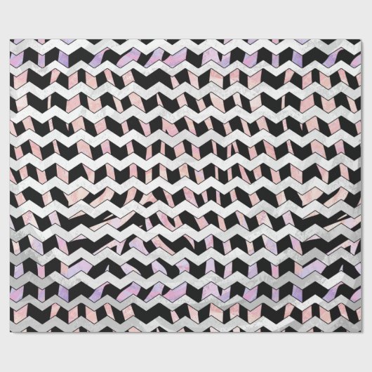 Zebra Black und Pink Zickzack Geschenkpapier (Flach)