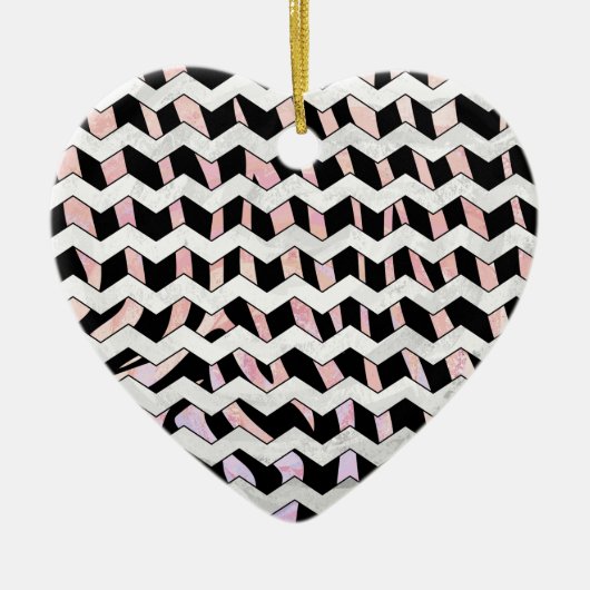 Zebra Black und Pink Zickzack Keramikornament (Vorne)