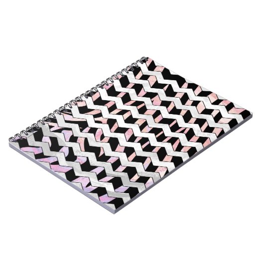 Zebra Black und Pink Zickzack Notizblock (Linke Seite)