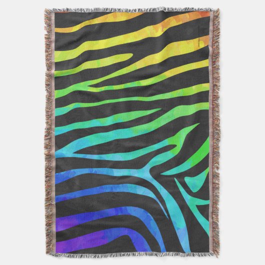 Zebra Black und Rainbow Print Decke (Vorderseite Vertikal)