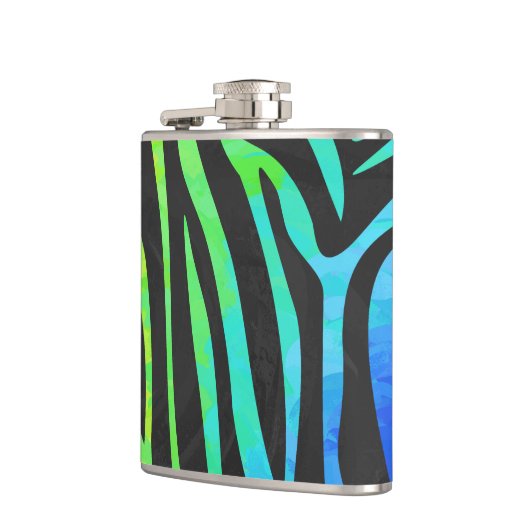 Zebra Black und Rainbow Print Flachmann (Links)