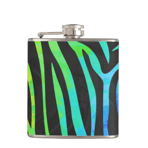 Zebra Black und Rainbow Print Flachmann