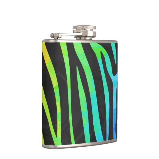 Zebra Black und Rainbow Print Flachmann (Rechts)