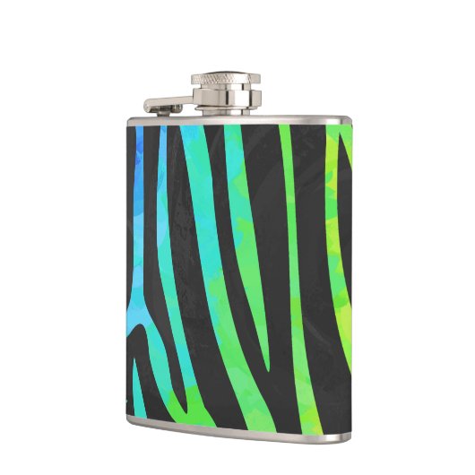 Zebra Black und Rainbow Print Flachmann (Links)