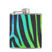 Zebra Black und Rainbow Print Flachmann (Vorderseite)
