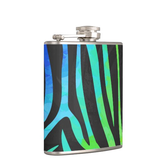 Zebra Black und Rainbow Print Flachmann (Rechts)