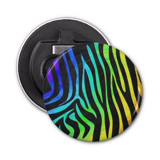Zebra Black und Rainbow Print Flaschenöffner (Vorderseite)