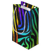 Zebra Black und Rainbow Print Kleine Geschenktüte (Rückseite Schrägansicht)
