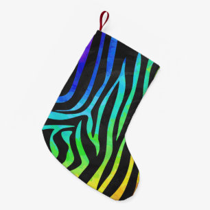 Zebra Black und Rainbow Print Kleiner Weihnachtsstrumpf