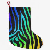 Zebra Black und Rainbow Print Kleiner Weihnachtsstrumpf (Vorderseite)