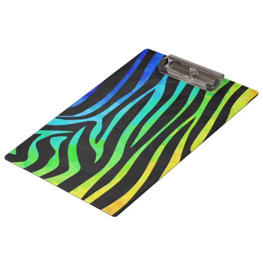 Zebra Black und Rainbow Print Klemmbrett (Schrägansicht)
