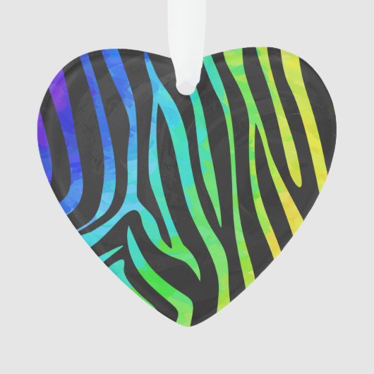 Zebra Black und Rainbow Print Ornament (Vorderseite)