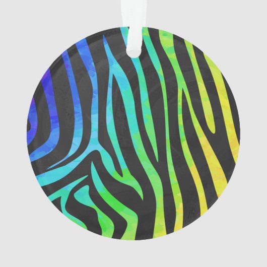 Zebra Black und Rainbow Print Ornament (Rückseite)