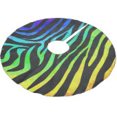 Zebra Black und Rainbow Print Polyester Weihnachtsbaumdecke (Schrägansicht)