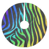 Zebra Black und Rainbow Print Polyester Weihnachtsbaumdecke (Vorderseite)
