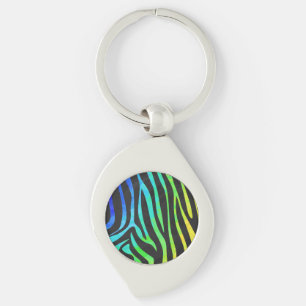 Zebra Black und Rainbow Print Schlüsselanhänger
