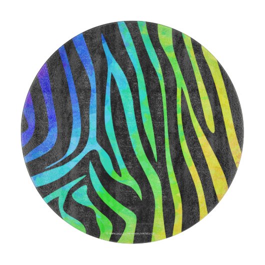 Zebra Black und Rainbow Print Schneidebrett (Vorderseite)