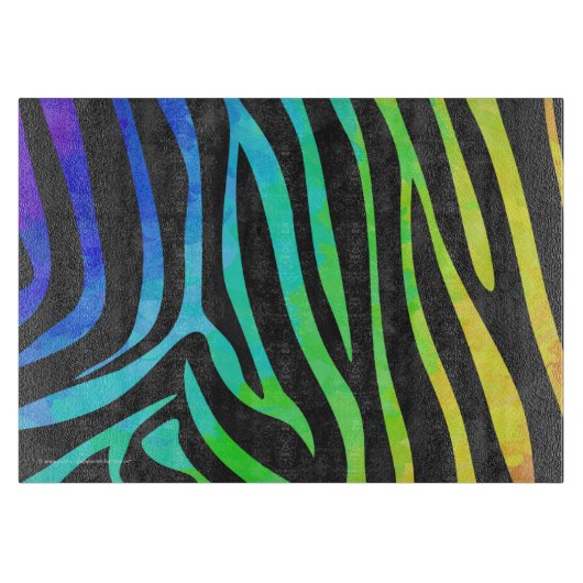 Zebra Black und Rainbow Print Schneidebrett (Vorderseite)