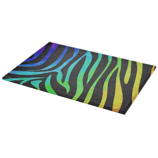 Zebra Black und Rainbow Print Schneidebrett (Ecke)