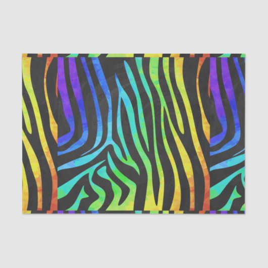 Zebra Black und Rainbow Print Seidenpapier (Vorderseite)