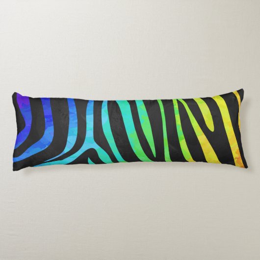 Zebra Black und Rainbow Print Seitenschläferkissen (Rückseite)