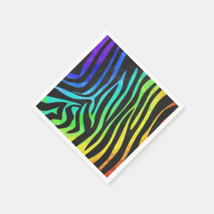 Zebra Black und Rainbow Print Serviette