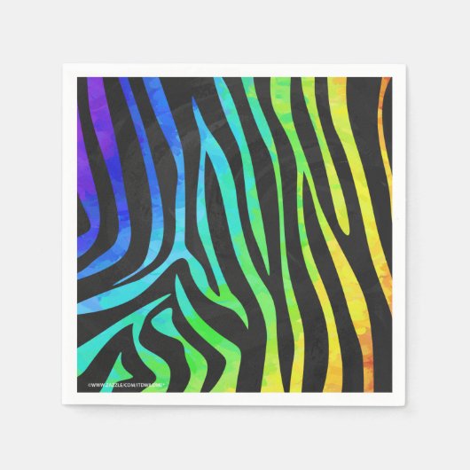 Zebra Black und Rainbow Print Serviette (Vorderseite)