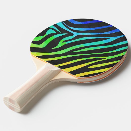 Zebra Black und Rainbow Print Tischtennis Schläger (Vorderseite)