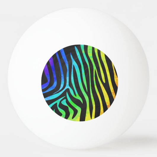Zebra Black und Rainbow Print Tischtennisball (Vorderseite)