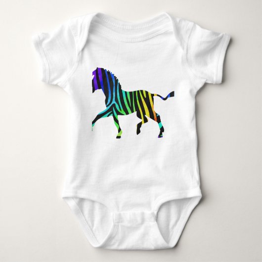 Zebra Black und Rainbow Silhouette Baby Strampler (Vorderseite)