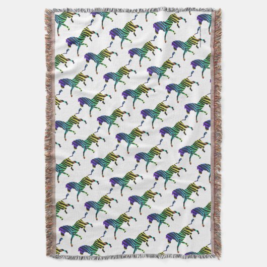 Zebra Black und Rainbow Silhouette Decke (Vorderseite Vertikal)