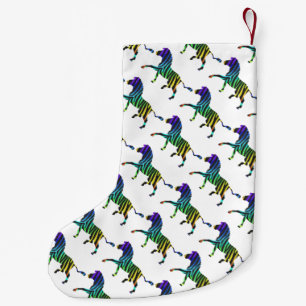 Zebra Black und Rainbow Silhouette Kleiner Weihnachtsstrumpf
