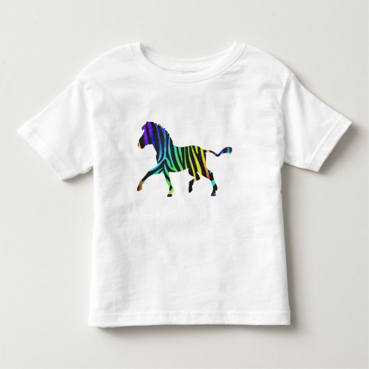 Zebra Black und Rainbow Silhouette Kleinkind T-shirt (Vorderseite)