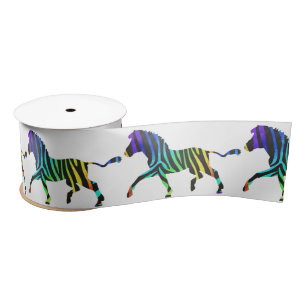 Zebra Black und Rainbow Silhouette Satinband