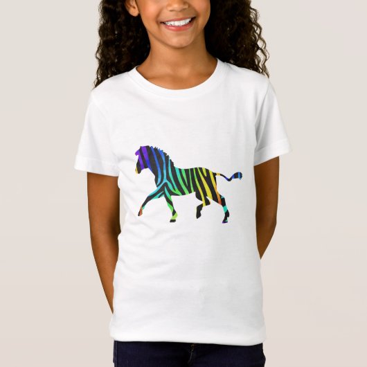 Zebra Black und Rainbow Silhouette T-Shirt (Vorderseite)