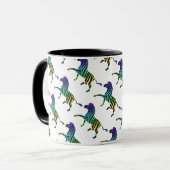 Zebra Black und Rainbow Silhouette Tasse (Vorderseite Links)