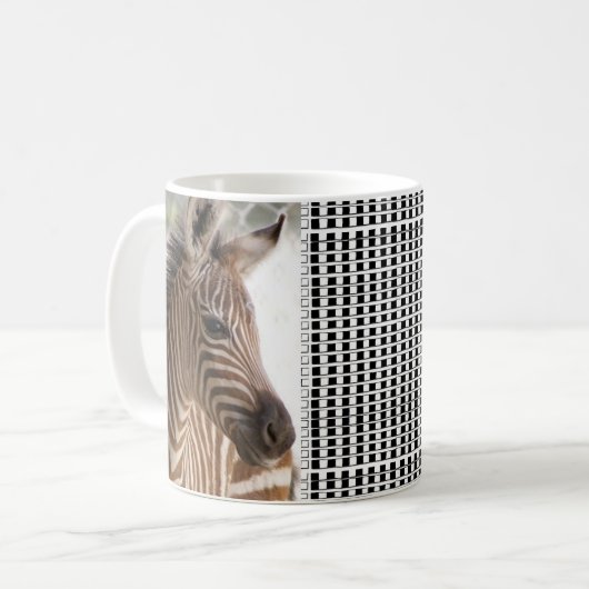 Zebra Black & White Checkered Mug Kaffeetasse (Vorderseite Links)