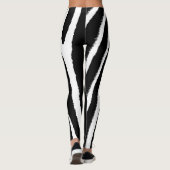 Zebra Black & White Vertikal Muster Leggings (Rückseite)
