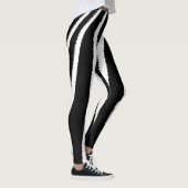 Zebra Black & White Vertikal Muster Leggings (Rechts)