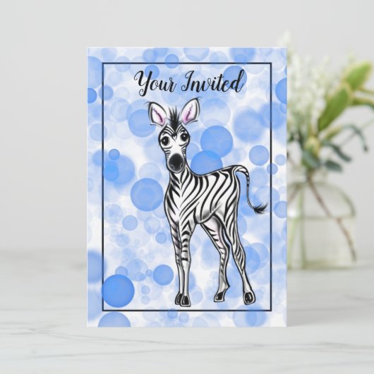 Zebra-Bläschen-Muster Einladung (Stehend Vorderseite)