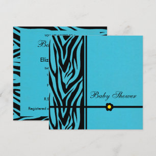 Zebra Blau-Baby Duschen-Junge Einladung