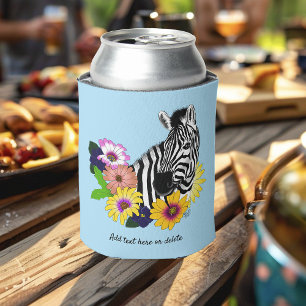Zebra Blau Farbige Gänseblume Floral Wildlife Dosenkühler