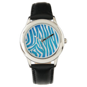 Zebra Blau und Weiß Armbanduhr