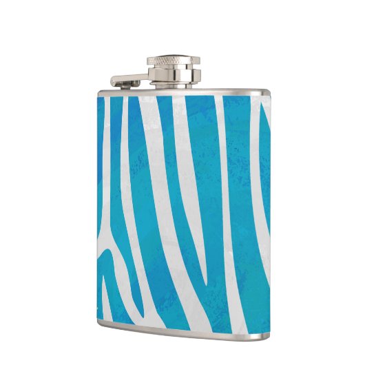 Zebra Blau und Weiß Flachmann (Links)