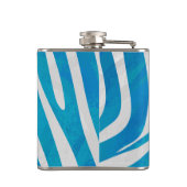 Zebra Blau und Weiß Flachmann (Rückseite)