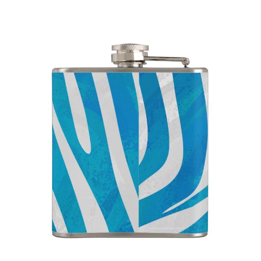 Zebra Blau und Weiß Flachmann (Rückseite)