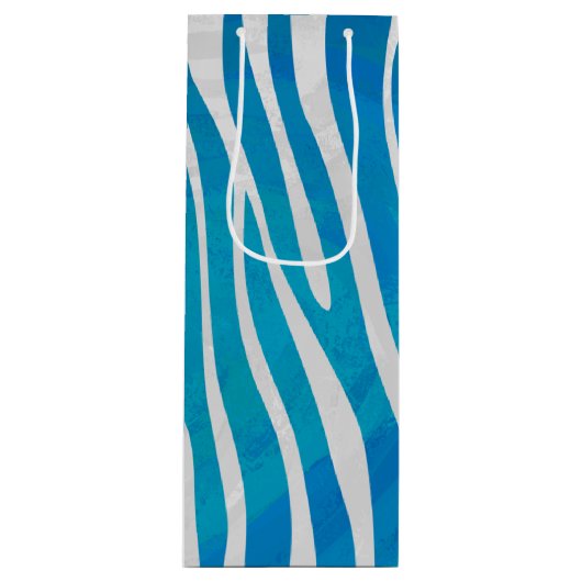Zebra Blau und Weiß Geschenktüte Für Weinflaschen (Vorderseite)