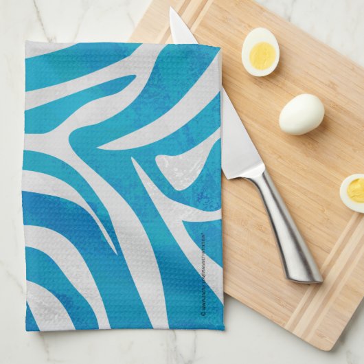 Zebra Blau und Weiß Geschirrtuch (Viertel Falte)